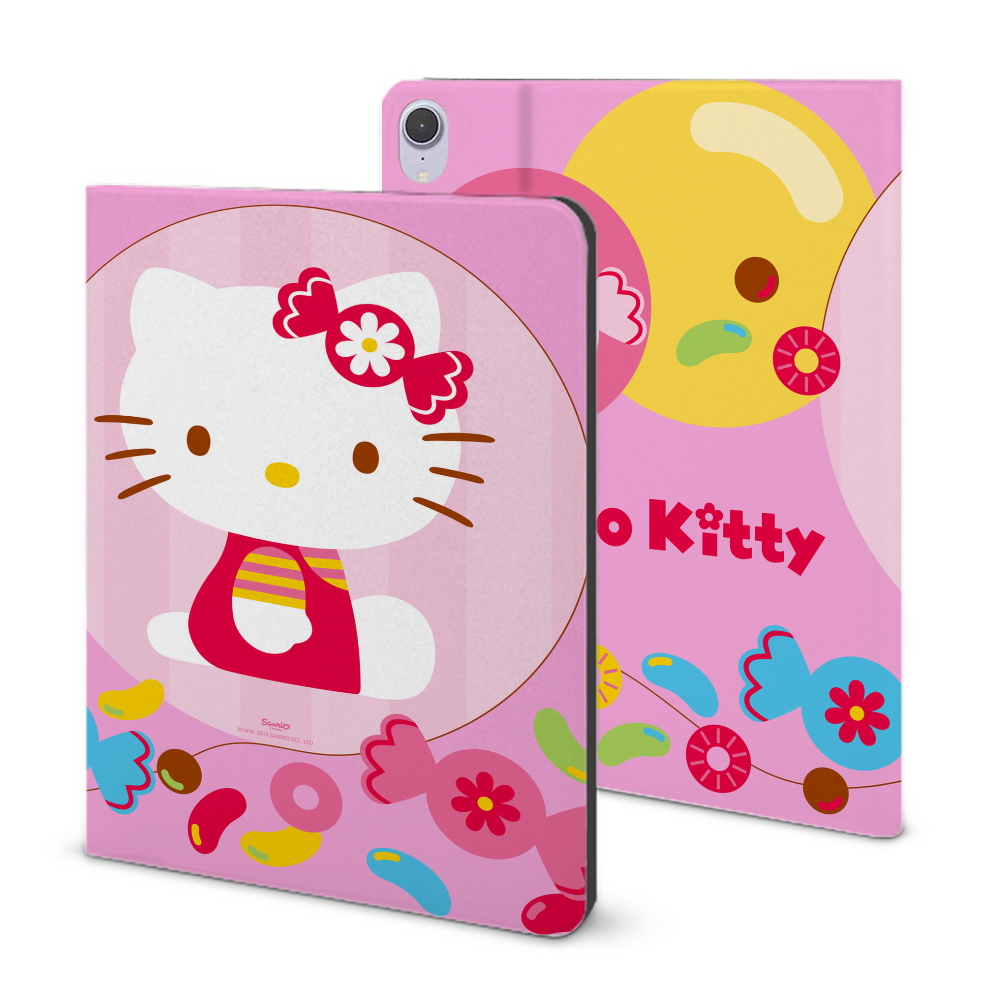 （画像用） Hello Kitty ハローキティ IPad ケース ブック型 PUレザー TPU 耐衝撃 軽量 薄型 ペン収納なし 全面保護 IPad 各モデル対応